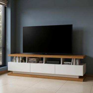 Imagem de Rack Moderno 3 Gavetas para TV até 70 com Pés de Madeira - Repleta, Of
