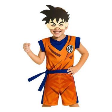 Imagem de Fantasia Infantil Goku - Macacão C/ Máscara - Pequenos Encantos Baby, 