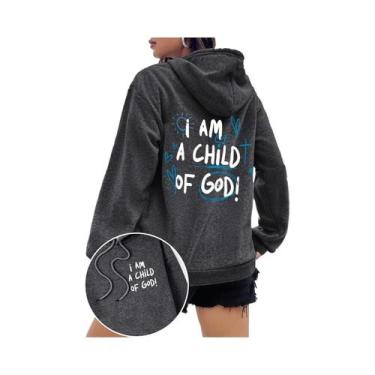 Imagem de Moletom Feminino De Tamanho Grande, I Am a Child of God, Casual, Com D
