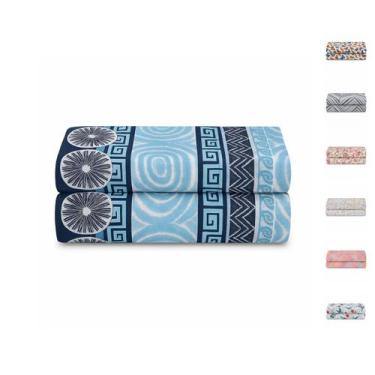 Imagem de Lençol Casal 100% Algodão S/ Elástico Avulso Estampado com Viés Malha 
