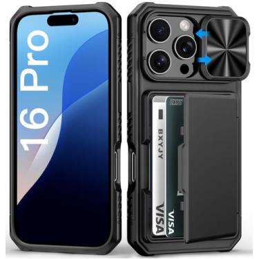 Imagem de Capa de telefone BXYJY para iPhone 16 Pro, carteira com porta-cartões 