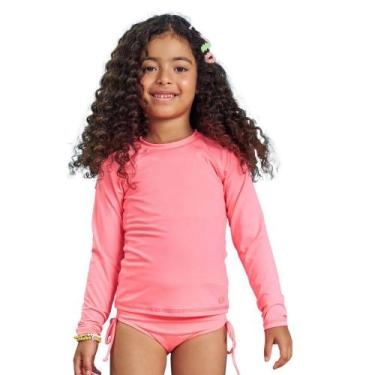 Imagem de Blusa Menina Kukiê Praia e Piscina com Proteção UV50+ Rosa Neon, 2