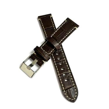 Imagem de Pulseira relógio Couro estilo Croco, Esportiva, Costura Clara.LC115 - 