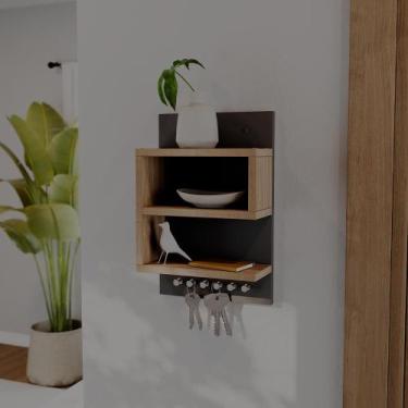 Imagem de Porta chaves Dublin Organizador Decoração Preto e Freijo - Mercado das
