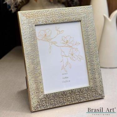 Imagem de Porta-Retrato Decorativo com Textura Ouro 15x20cm - brasil art