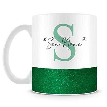 Imagem de Caneca Personalizada Base Glitter Verde (com Nome)