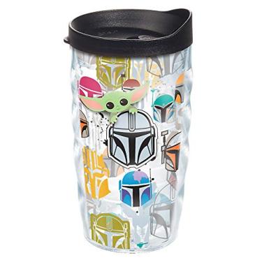 Imagem de Tervis Copo de viagem Star Wars - Mandalorian - Peekaboo Made in USA de parede dupla com isolamento térmico mantém as bebidas frias e quentes, 290 ml ondulado, clássico