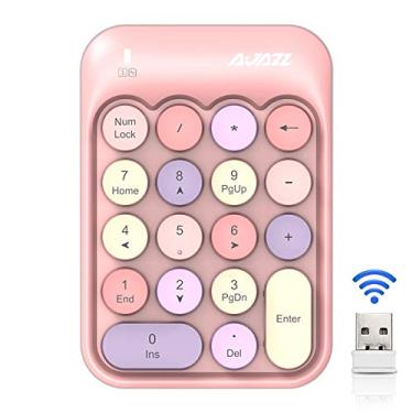 Imagem de Teclado numérico de 2,4 G, teclado numérico sem fio com 18 teclas com mini receptor USB (rosa)