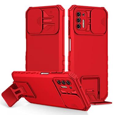 Imagem de Caso de capa de telefone de proteção Caixa de kickstand de silicone Compatível para Motorola Moto G Power 2021, [3 Ways Stand] (Color : Red)