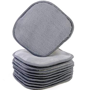 Imagem de Polyte Removedor de maquiagem de lã de microfibra hipoalergênica premium e pano de limpeza facial, 12,7 x 12,7 cm, pacote com 10 (cinza)