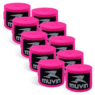 Imagem de Kit Bandagem Elástica 5 m Muvin com 5 Pares - Com Fechamento em Fecho de Contato e Alça para Polegar - Atadura de Proteção Para Mãos e Punhos - Faixa de Boxe - Muay Thai - Artes Marciais - MMA - Luta - Treino (Pink)