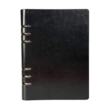 Imagem de A5 Caderno clássico recarregável, bolso solto, de couro, 6 furos, organizador pessoal, fichário, reutilizável, multifuncional