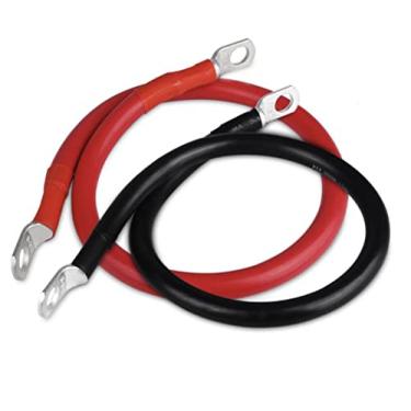 Imagem de QKUDNGHY Cabos De Bateria 6Awg 20 Polegadas Com Terminais 3/8", Inversor Cobre Puro Calibre 6 X 20" (1 Preto E 1 Vermelho) Para Veículos Solares Marítimos, Quadriciclos, Cortadores Grama, Trailers,