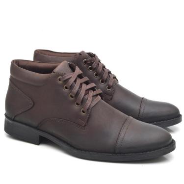 Imagem de Bota Casual Masculina Couro Cadarço Estilo Conforto Macio