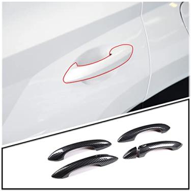 Imagem de PIUGILH Apto para Hyundai Tucson L NX4 2021 2022 2023 Capa de maçaneta de porta, capa de moldura protetora de acabamento de maçaneta de porta externa (padrão de fibra de carbono)
