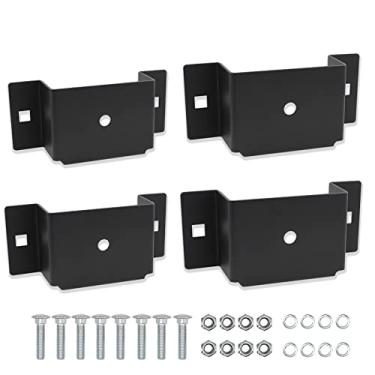 Imagem de ESUDNT Bolso para estaca de reboque utilitário, suportes 2x4 para madeira, camas planas e caminhões, processo antiderrapante fosco (preto, pacote com 4, parafusos e porcas de montagem incluídos)