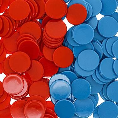 Imagem de Juvale Plastic Poker Chips Set - Two-Color Plastic Game Chips & Math Manipulatives for Counting & Math Games - Mini Poker Tokens for Classroom & Bingo - 250 Count, 1-Inch, Red & Blue