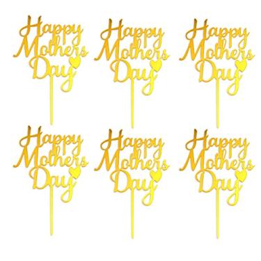 Imagem de 10 peças de topos de bolo de acrílico para o Dia das Mães para decoração de bolo de aniversário e festa