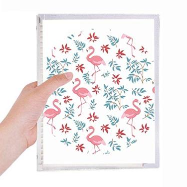 Imagem de Caderno de plantas tropicais com padrão de flamingo, diário de folhas soltas recarregável, papelaria