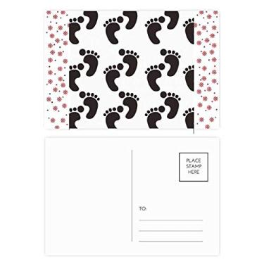 Imagem de Black Footprint Simple Outline Protect Animal Christmas Flower Celebration Cartão postal de bênção