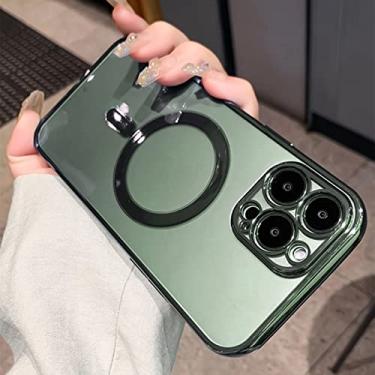 Imagem de Capa magnética folheada fashion para iphone 14 13 12 11 pro xs max x xr 7 8 plus capa transparente de silicone, verde alpino, para iphone 8 plus