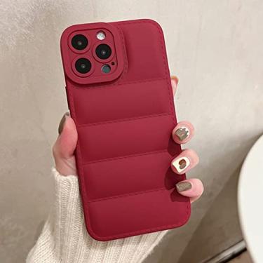 Imagem de Jaqueta de penas de luxo Capa de telefone para iPhone 14 11 12 13 Pro Max XR X XS 7 8 14 Plus Capa de silicone macio para doces, vinho tinto, para iPhone 14