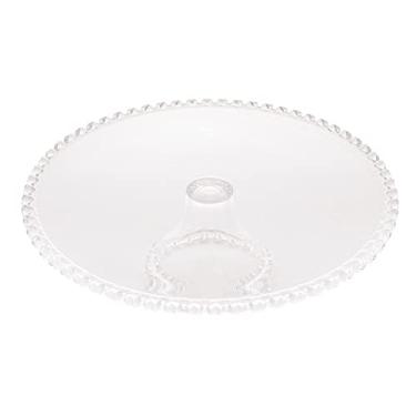 Imagem de PRATO PARA BOLO CRISTAL COM PÉ CORAÇÃO 31,5x10CM TRANSPARENTE