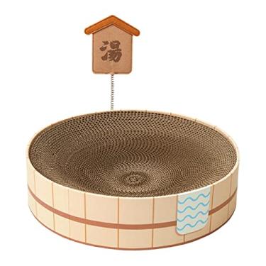 Imagem de Bothyi Arranhador redondo para gatos, papelão, cama, brinquedo interativo, para treinamento, arranhador para gatos, tigela, almofada para arranhar papelão