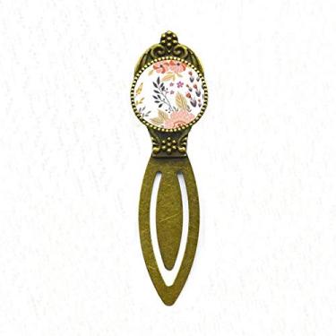 Imagem de Marcador de página retrô branco e amarelo com flor laranja para escritório