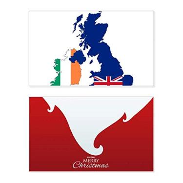 Imagem de Mapa da Grã-Bretanha, bandeira da Irlanda, país do Reino Unido, feriado, feriado, Feliz Natal, cartão de parabéns mensagem