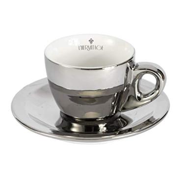 Imagem de Jogo de 12 Peças para café Chrominno em new bone china 80ml prata e branco