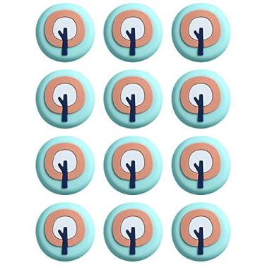 Imagem de Adesivos magnéticos macios decorativos 3D Bestgift 9 peças para refrigerador, armário, porta, armário, fotos, árvore branca, azul claro