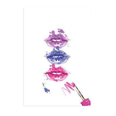 Imagem de Placa Decorativa Maquiagem Bocas Trio 20x30cm