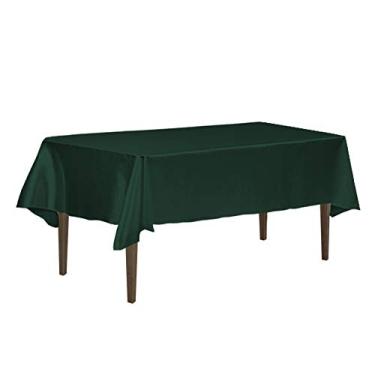 Imagem de LinenTablecloth Toalha de mesa retangular de cetim 152 x 250 cm Verde caçador