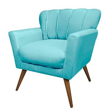Imagem de Poltrona Decorativa Estofada Sala de Estar Escritório Quarto Leitura Paris (Suede Azul Tiffany)