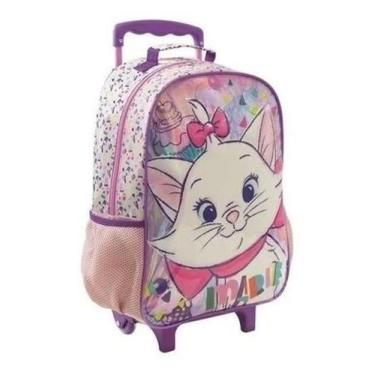 Kit Mochila Infantil Escolar Com Rodinhas Gata Marie