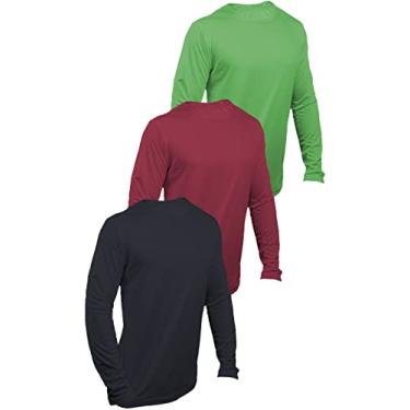 Imagem de KIT 3 Camisetas Com Proteção UV 50+ Dry Fit Segunda Pele Térmica Tecido Termodry Manga Longa - Preto, Vermelho, Verde - GG