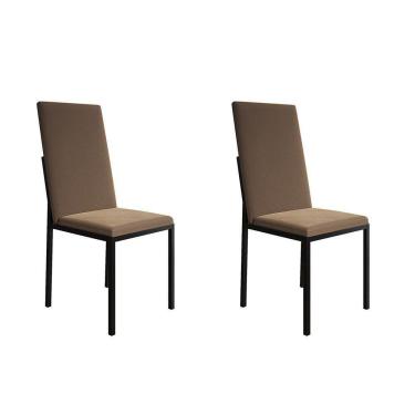 Imagem de Kit 2 Cadeiras De Jantar Estofadas Mônaco Premium Marrom - Cor: Preto