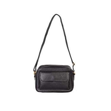 Imagem de Bolsa quadrada pequena de couro liso Dana - Preto