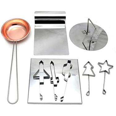 Imagem de Dalgona Conjunto de ferramentas para fazer doces de açúcar coreano DALGONA (9 peças em 1 conjunto), molde, prensa de aço inoxidável