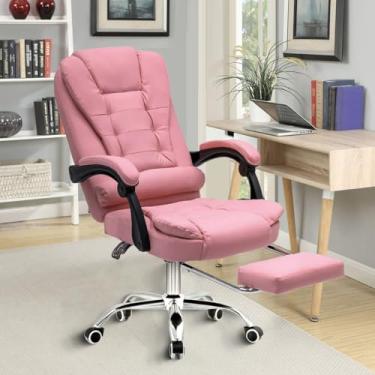 Imagem de Cadeira de escritório presidente, cadeira de home office com apoio para os pés e encosto ajustável(Rosa)