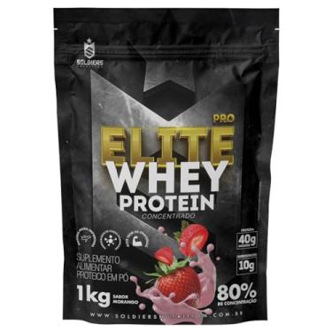 Imagem de Elite Pro Whey Protein Concentrado 80% - Sabor Morango - 1kg - Soldiers Nutrition