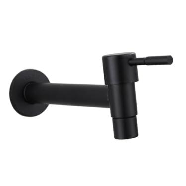 Imagem de Fenteer Torneiras de pia da cozinha torneiras de água bibcock torneiras de água do chuveiro misturador para lavanderia lavatório ao ar livre banheira varanda, preto e longo