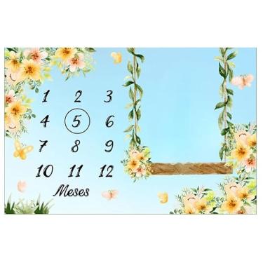 Imagem de Lençol Painel Cenário Fotos MDF Mêsversário Balancinho