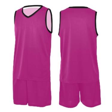 Imagem de CHIFIGNO Camisetas de basquete coloridas de bolinhas, camiseta de basquete adulto, camisetas masculinas de basquete PPS-3GG, Vermelho violeta médio, P