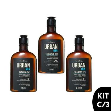 Imagem de Kit C/ 3 Shampoo Masculino 31 240ml Urban Men Farmaervas