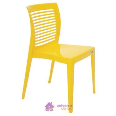 Imagem de Cadeira Tramontina Victória Amarela Sem Braços Com Encosto Vazado Hori