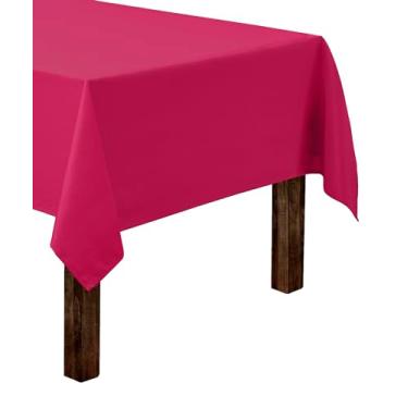 Imagem de Gee Di Moda Toalha de mesa retangular – Toalha de mesa fúcsia de 152 x 250 cm para mesa retangular de 1,8 m – Tecido lavável resistente – para mesa de buffet de 1,8 m, festa de férias, jantar,