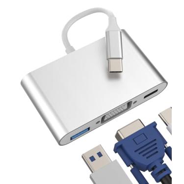Imagem de Hub USB C para VGA tipo C (3 em 1) compatível com Samsung para iPhone15 Pro Max Plus iPad Air Mini MacBook Monitor adaptador estação de ancoragem TV Display Port Cable Splitter Laptop Extender