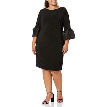 Imagem de Adrianna Papell Vestido feminino curto drapeado de jérsei, Preto, 19 Plus Size